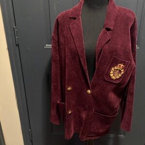 Lauren Ralph Lauren Vintage Burgundy Corduroy Women's Blazer size large ptp 25”